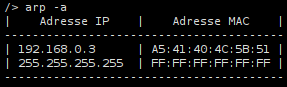table ARP mise à jour