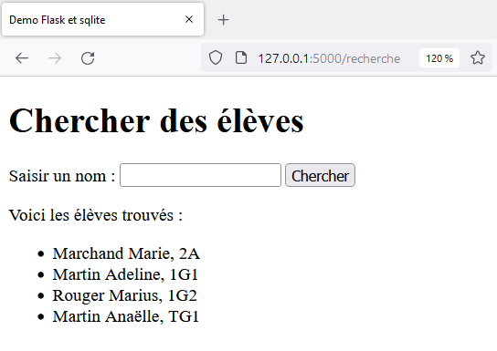 table avec tous les élèves